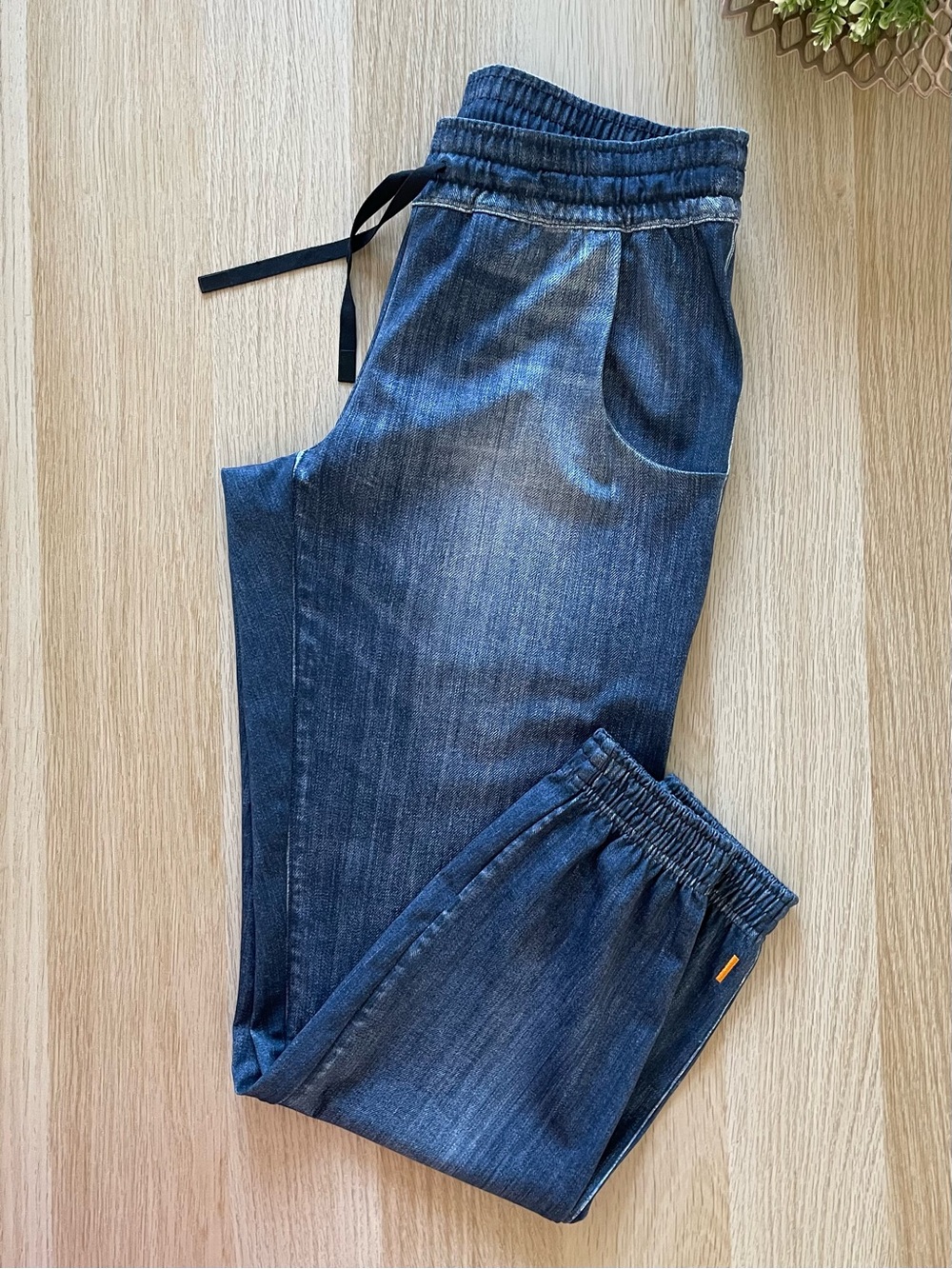 Lucy Heathered Blue Track Joggers with Black Drawstring